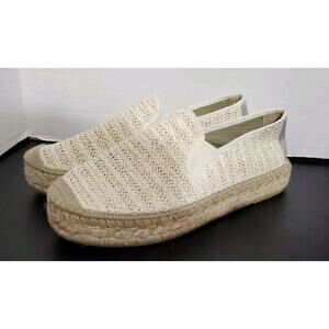 Vidorreta Womens Round Toe Woven Espadrille Shoes Beige Silver Metallic Sz 40‎